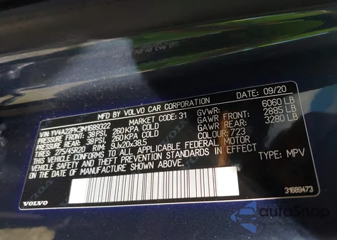 2021 Volvo Xc90 T6 Momentum 7 Passenger z USA, uszkodzony, nr VIN YV4A22PK3M1689322